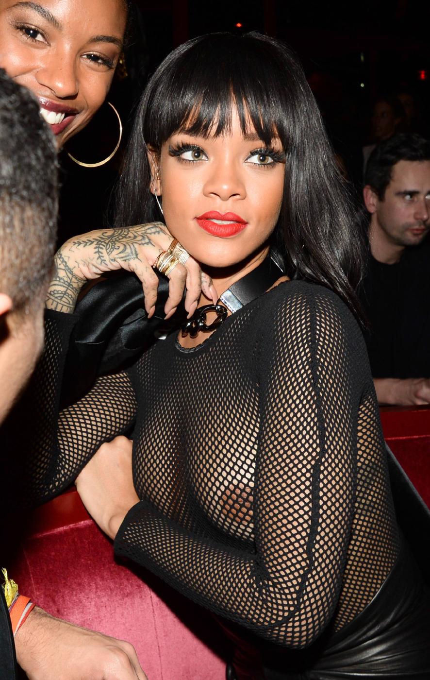 Rihanna Nude Sheer See Through Dress Nip Slip Photos Leaked