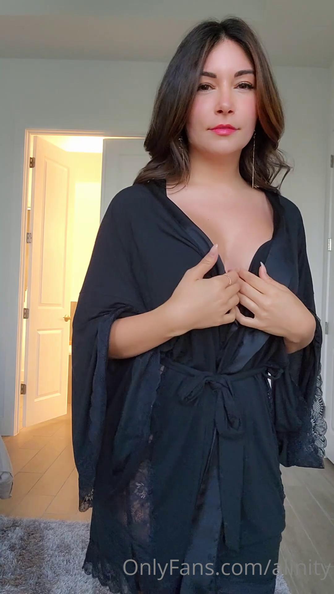 Alinity Black Lingerie Lace Robe Strip Onlyfans Video Leaked