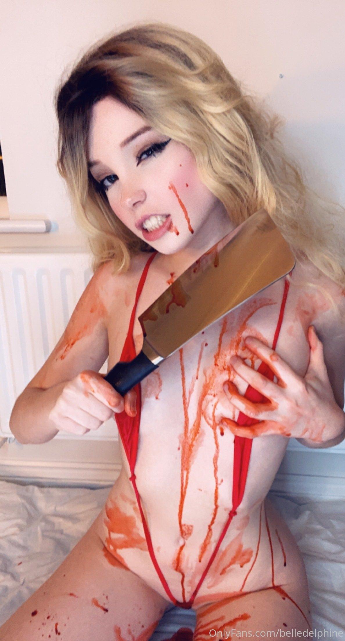 Belle Delphine Nude Red Slingshot Bikini Onlyfans Set Leaked.